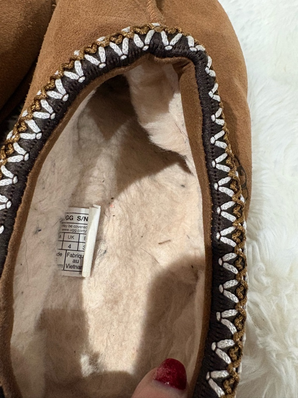 UGG Brown Suede Slip-On Moccasins with Decorative Trim - Picture 7 of 9